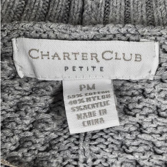CHARTER CLUB WOMEN'S KNIT GRAY CARDIGAN SWATER SIZE PETITE MEDIUM - Picture 4 of 8